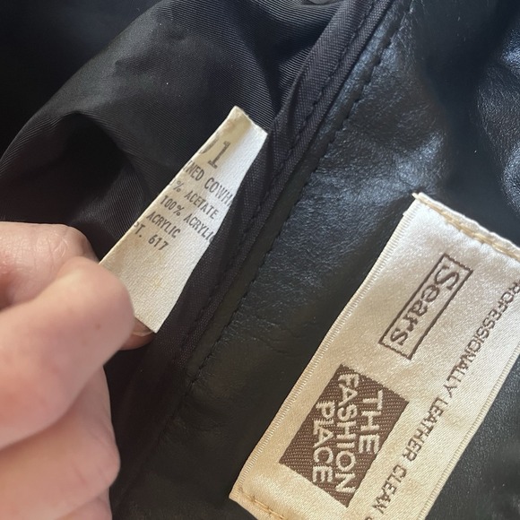 Vintage Sears The Fashion Place Black Genuine Cowhide Belted Jacket 5201 - Picture 11 of 12